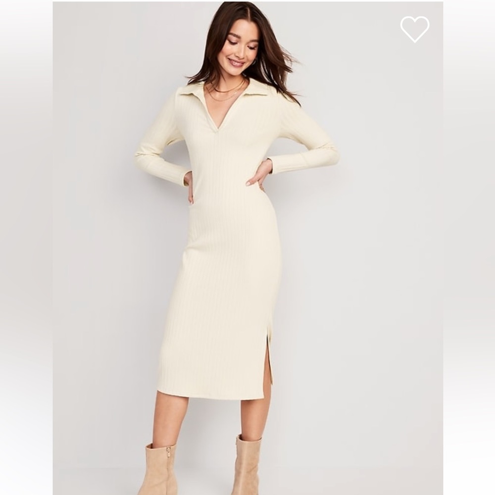 Fitted Rib-Knit Polo Dress